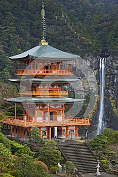 Pagoda and Nachi Falls in the Wakayama Prefecture, Japan